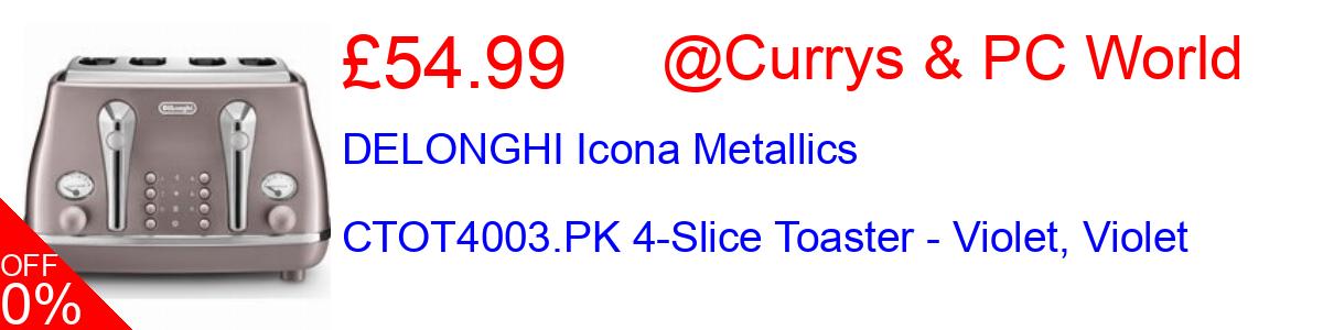 DELONGHI Icona Metallics CTOT4003.PK 4-Slice Toaster - Violet, Violet £54.99@Currys & PC World