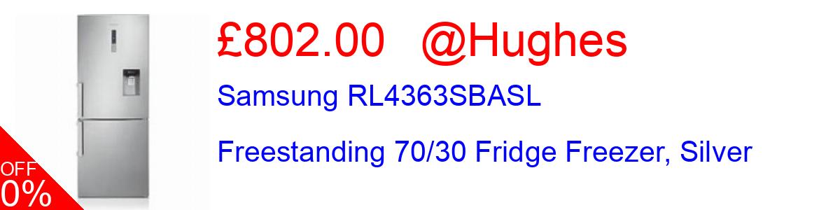 9% OFF, Samsung RL4363SBASL Freestanding 70/30 Fridge Freezer, Silver £802.00@Hughes