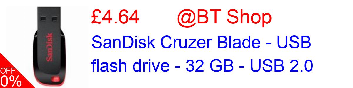 13% OFF, SanDisk Cruzer Blade - USB flash drive - 32 GB - USB 2.0 £4.64@BT Shop