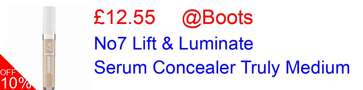 10% OFF, No7 Lift & Luminate Serum Concealer Truly Medium £12.55@Boots