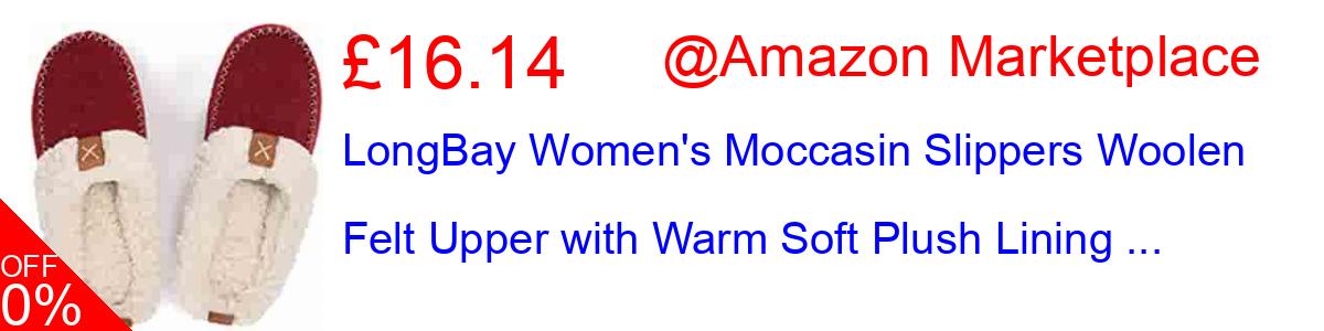 15% OFF, LongBay Women's Moccasin Slippers Woolen Felt Upper with Warm Soft Plush Lining ... £14.44@Amazon Marketplace