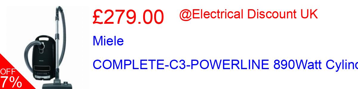 7% OFF, Miele  COMPLETE-C3-POWERLINE 890Watt Cylinder £279.00@Electrical Discount UK