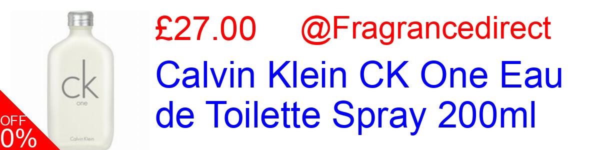 7% OFF, Calvin Klein CK One Eau de Toilette Spray 200ml £27.00@Fragrancedirect