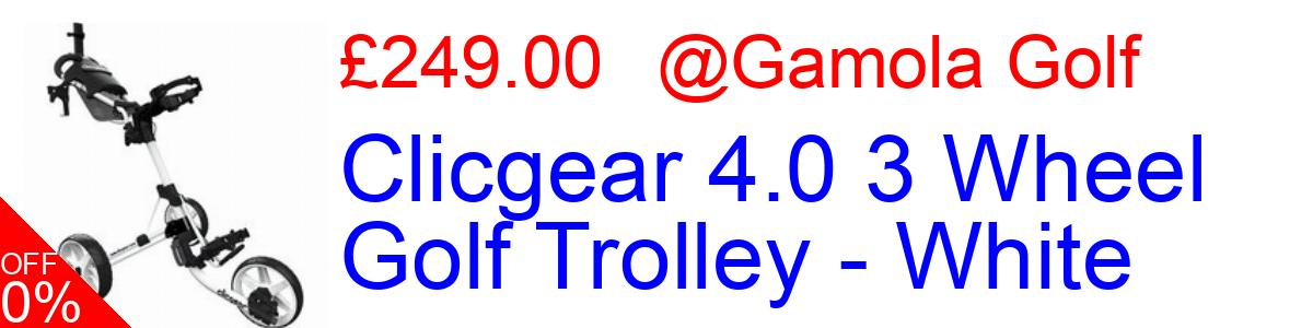 10% OFF, Clicgear 4.0 3 Wheel Golf Trolley - White £225.00@Gamola Golf