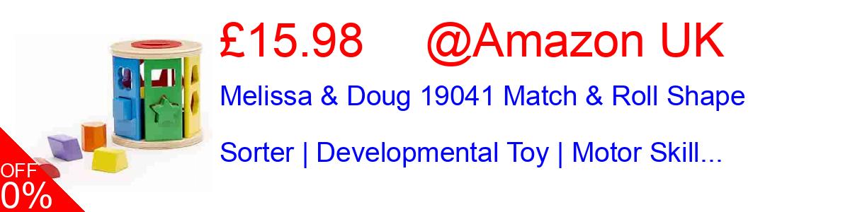 20% OFF, Melissa & Doug 19041 Match & Roll Shape Sorter | Developmental Toy | Motor Skill... £12.80@Amazon UK