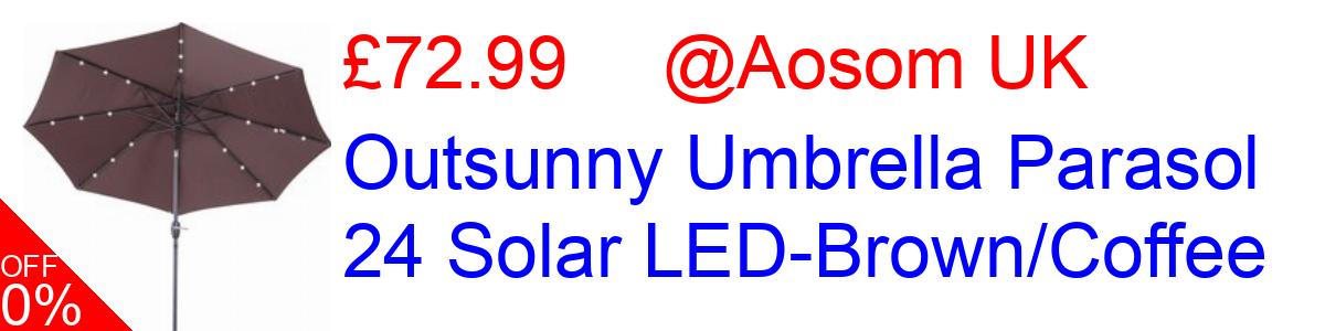 11% OFF, Outsunny Umbrella Parasol 24 Solar LED-Brown/Coffee £72.99@Aosom UK