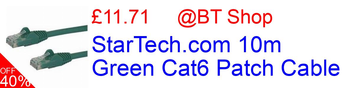 40% OFF, StarTech.com 10m Green Cat6 Patch Cable £11.71@BT Shop