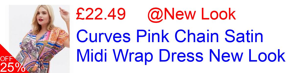 25% OFF, Curves Pink Chain Satin Midi Wrap Dress New Look £22.49@New Look