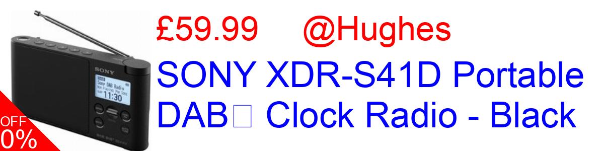 20% OFF, SONY XDR-S41D Portable DABﱓ Clock Radio - Black £59.99@Hughes