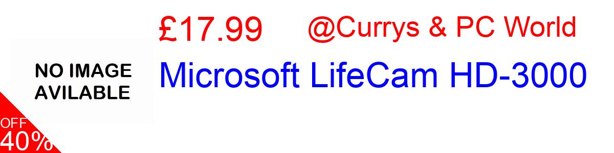 40% OFF, Microsoft LifeCam HD-3000 £17.99@Currys & PC World