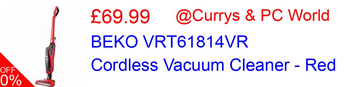 53% OFF, BEKO VRT61814VR Cordless Vacuum Cleaner - Red £69.99@Currys & PC World