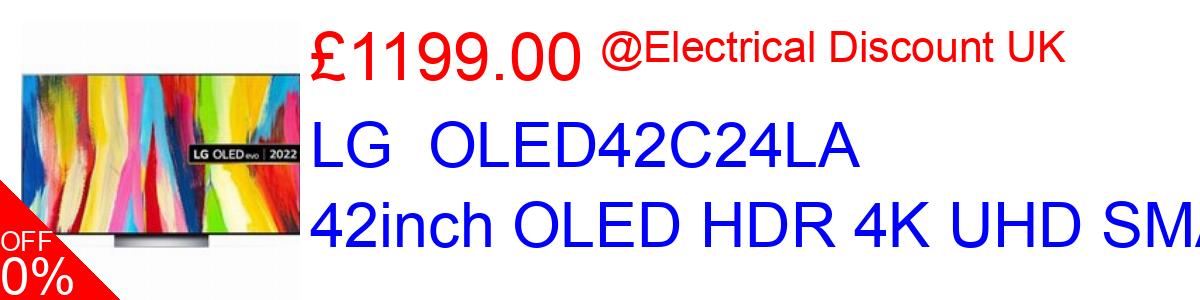 5% OFF, LG  OLED42C24LA 42inch OLED HDR 4K UHD SMAR £1199.00@Electrical Discount UK