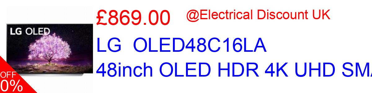 9% OFF, LG  OLED48C16LA 48inch OLED HDR 4K UHD SMAR £869.00@Electrical Discount UK