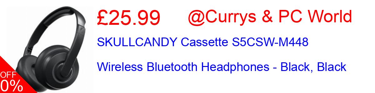 29% OFF, SKULLCANDY Cassette S5CSW-M448 Wireless Bluetooth Headphones - Black, Black £25.99@Currys & PC World