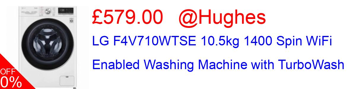 27% OFF, LG F4V710WTSE 10.5kg 1400 Spin WiFi Enabled Washing Machine with TurboWash £579.00@Hughes