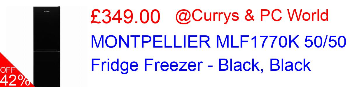 42% OFF, MONTPELLIER MLF1770K 50/50 Fridge Freezer - Black, Black £349.00@Currys & PC World