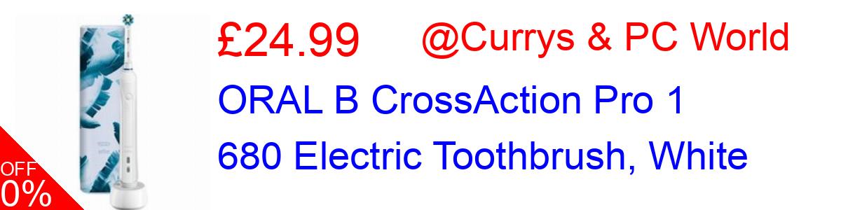 58% OFF, ORAL B CrossAction Pro 1 680 Electric Toothbrush, White £24.99@Currys & PC World