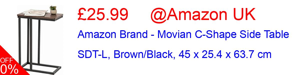 15% OFF, Amazon Brand - Movian C-Shape Side Table SDT-L, Brown/Black, 45 x 25.4 x 63.7 cm £27.99@Amazon UK
