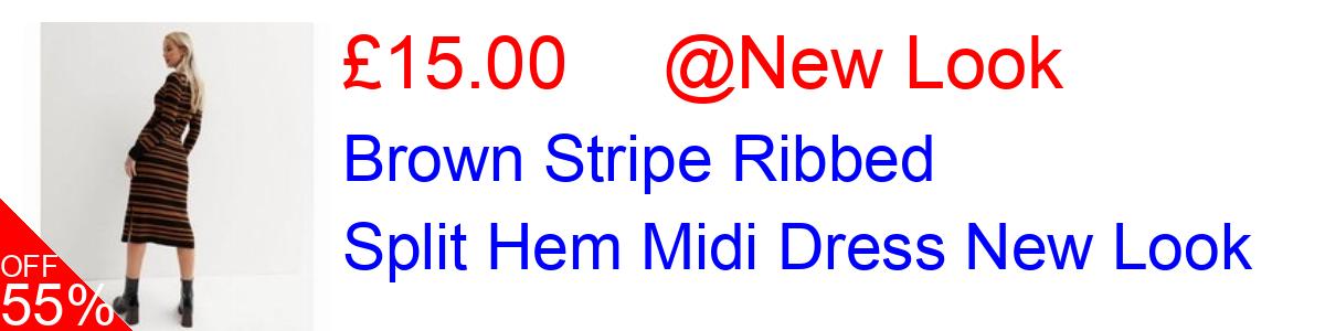 55% OFF, Brown Stripe Ribbed Split Hem Midi Dress New Look £15.00@New Look