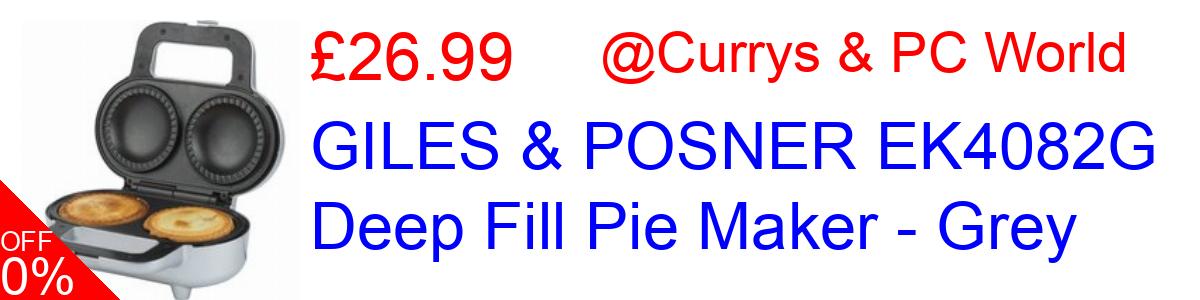 96% OFF, GILES & POSNER EK4082G Deep Fill Pie Maker - Grey £26.99@Currys & PC World