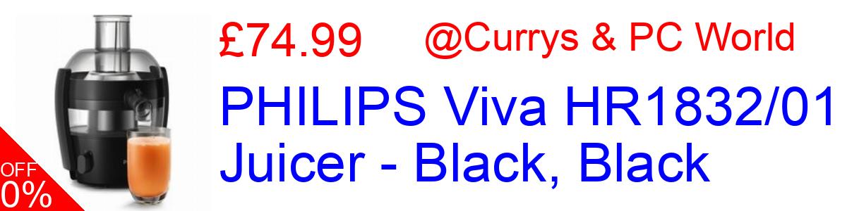 31% OFF, PHILIPS Viva HR1832/01 Juicer - Black, Black £74.99@Currys & PC World