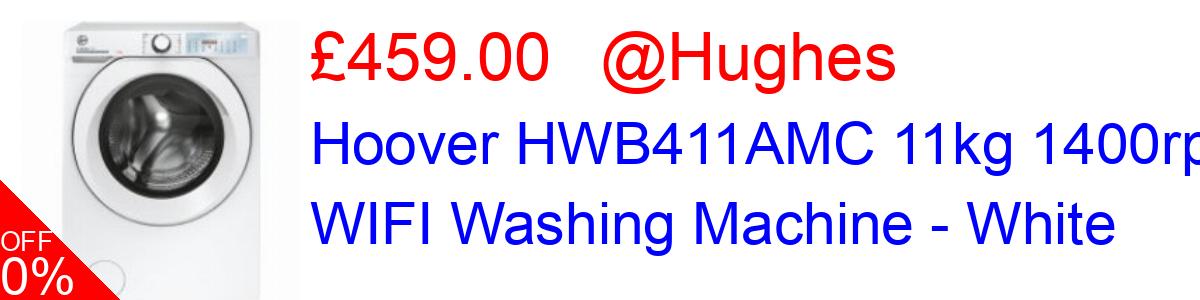 16% OFF, Hoover HWB411AMC 11kg 1400rpm WIFI Washing Machine - White £459.00@Hughes