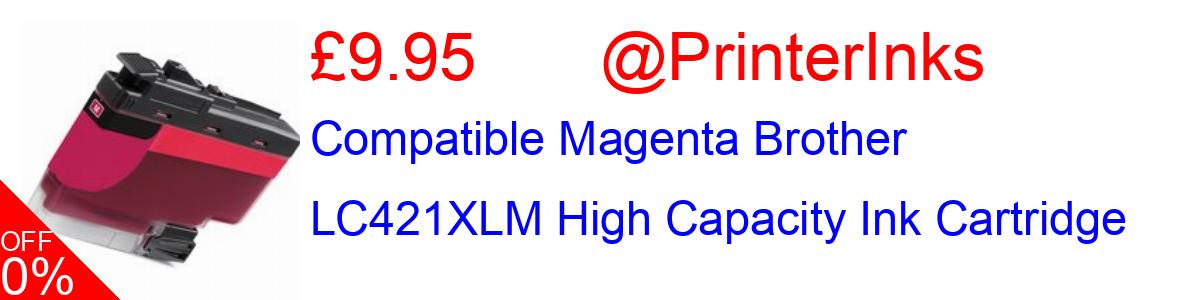 16% OFF, Compatible Magenta Brother LC421XLM High Capacity Ink Cartridge £9.95@PrinterInks