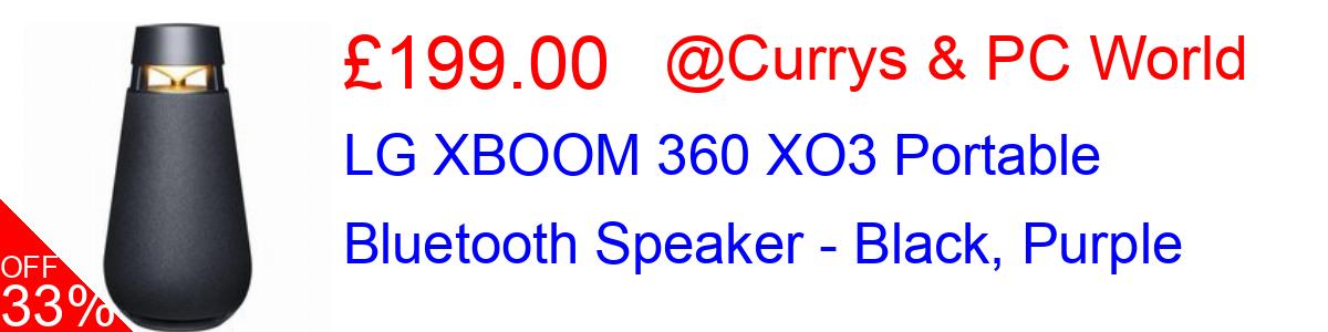 33% OFF, LG XBOOM 360 XO3 Portable Bluetooth Speaker - Black, Purple £199.00@Currys & PC World