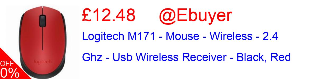 27% OFF, Logitech M171 - Mouse - Wireless - 2.4 Ghz - Usb Wireless Receiver - Black, Red £12.48@Ebuyer