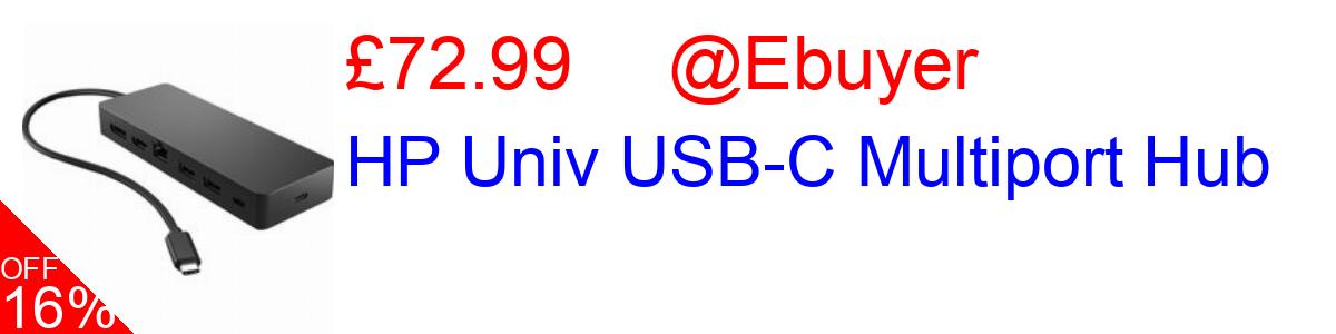 16% OFF, HP Univ USB-C Multiport Hub £72.99@Ebuyer