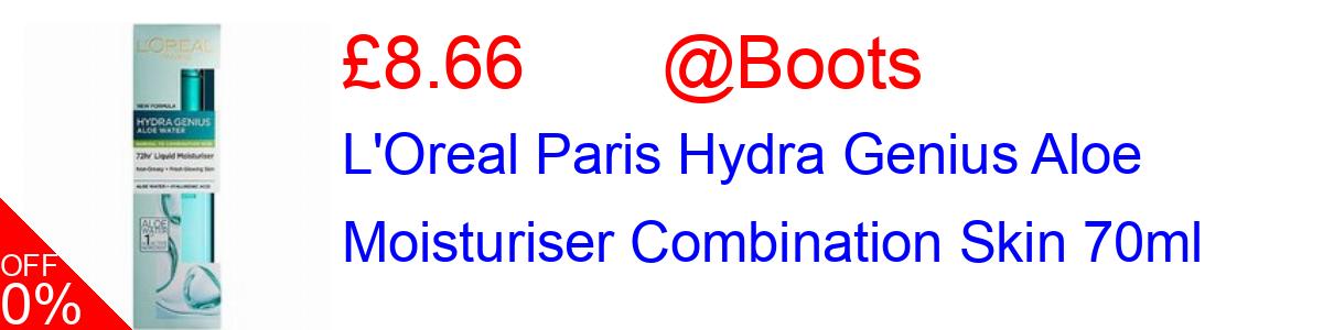 33% OFF, L'Oreal Paris Hydra Genius Aloe Moisturiser Combination Skin 70ml £8.66@Boots