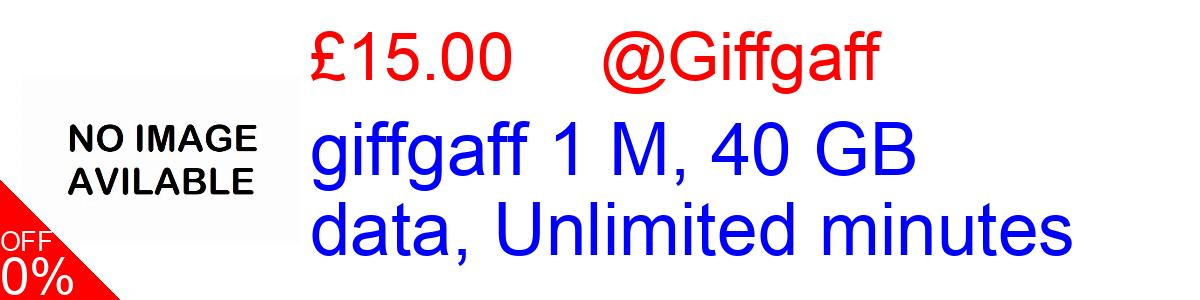 94% OFF, giffgaff 1 M, 40 GB data, Unlimited minutes £15.00@Giffgaff
