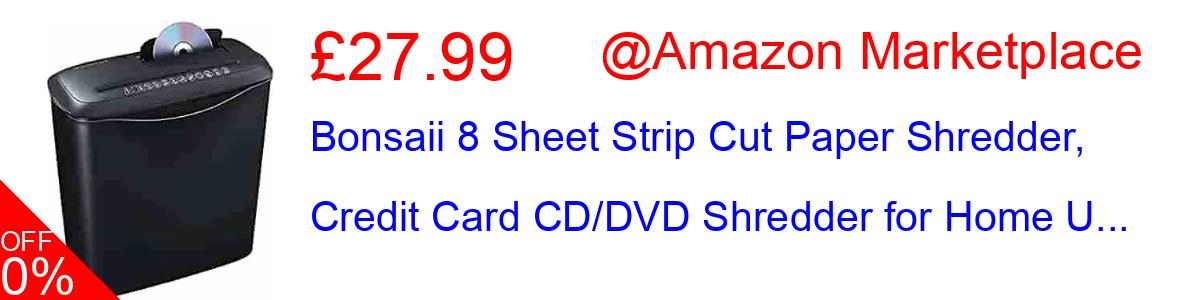 10% OFF, Bonsaii 8 Sheet Strip Cut Paper Shredder, Credit Card CD/DVD Shredder for Home U... £26.09@Amazon Marketplace