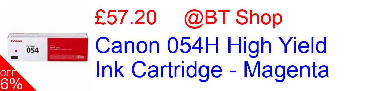 6% OFF, Canon 054H High Yield Ink Cartridge - Magenta £57.20@BT Shop
