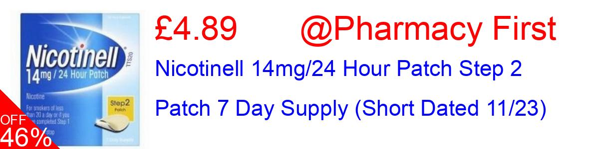 46% OFF, Nicotinell 14mg/24 Hour Patch Step 2 Patch 7 Day Supply (Short Dated 11/23) £4.89@Pharmacy First