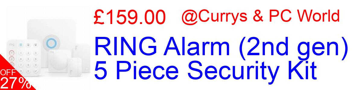 27% OFF, RING Alarm (2nd gen) 5 Piece Security Kit £159.00@Currys & PC World